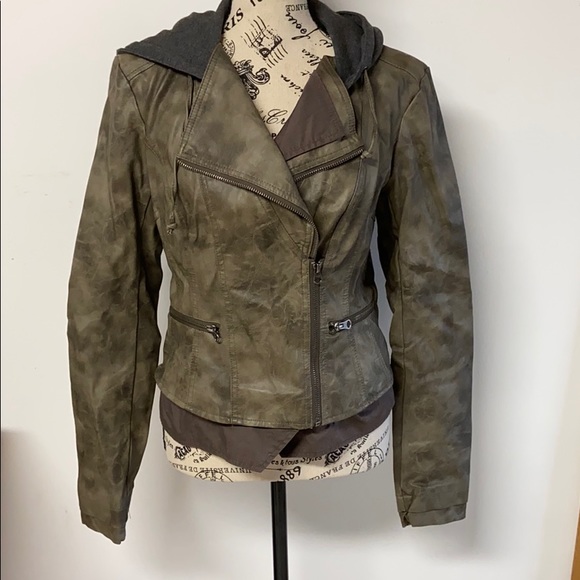 Maurices Jackets & Blazers - Moto army green grey jacket